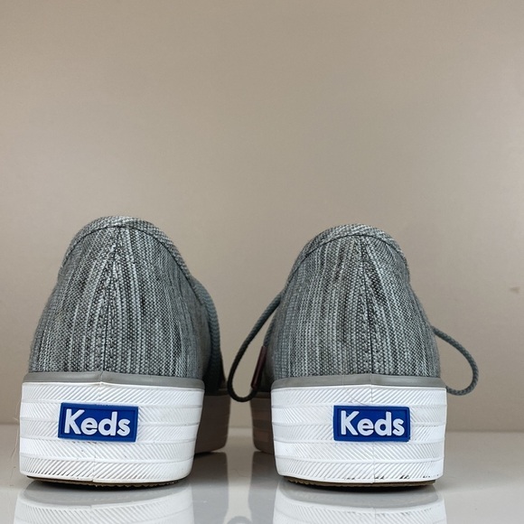 Keds Triple Kick Heathered Stripe Knit Light Grey Platform Sneakers Size 10 - Picture 6 of 16